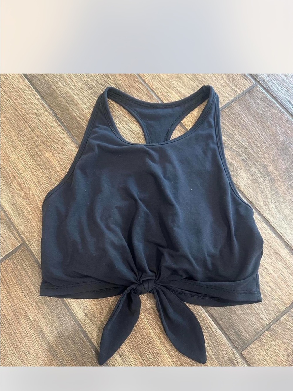 GAP Black Tie-Front Racerback Crop Top